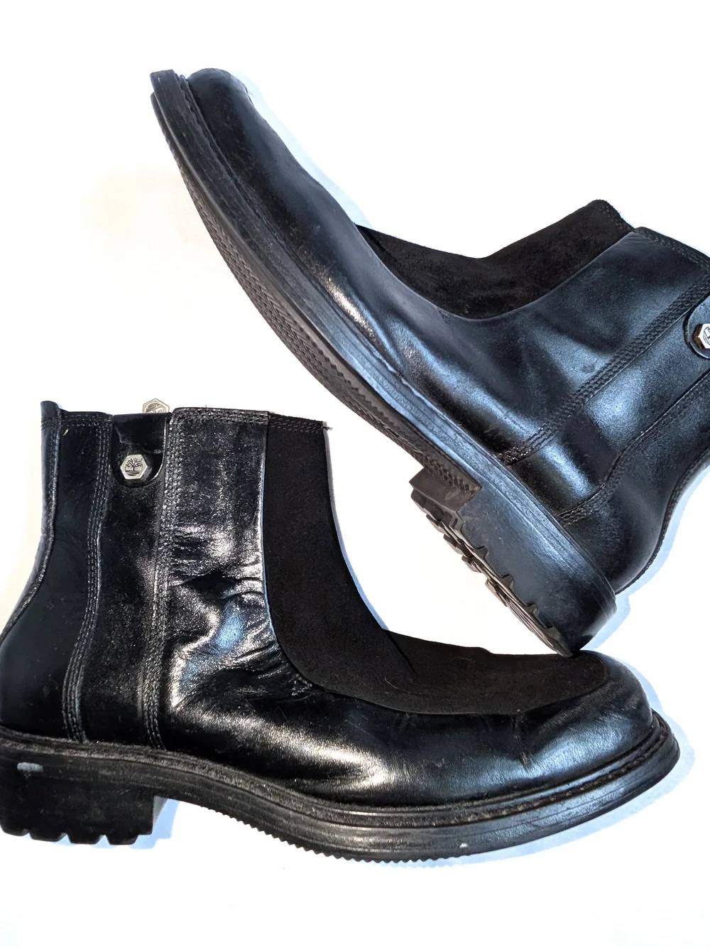 Timberland Mens 11 Black Leather Square Toe Ankle Boots